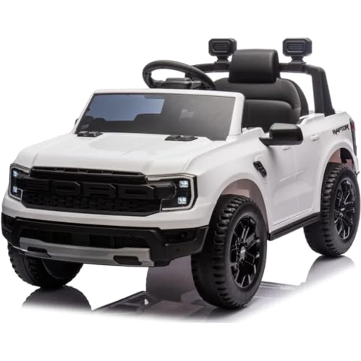 Sun Baby Ford Raptor Kinder Elektroauto, SUV Kinderfahrzeug mit 12V Akku, Fernbedienung, MP3 Sound und LED, weiß, für Kinder ab 3 Jahren – Bild 1
