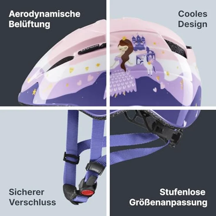 Uvex kid 2 Fahrradhelm für Kinder - individuelle Größenanpassung - erweiterbar mit LED-Licht - princess - 46-52 cm – Bild 5