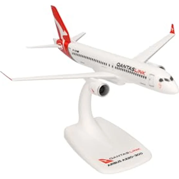 herpa Snap-Fit Modellflugzeug QantasLink Airbus A220-300, Miniatur 1:200, Sammlerstück, Kunststoff, mit Standfuß – Bild 3