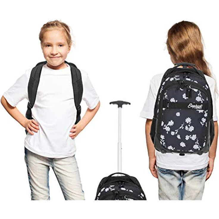 Elephant HERO Signature 3 Teile Set Trolley Schulranzen mit viel Stauraum - Schwarz/Blume – Bild 2