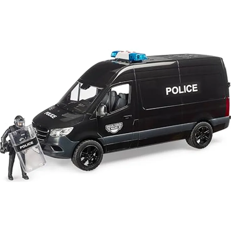 Bruder MB Sprinter Police Special Forces, Spielzeugauto mit abgetrennter Zelle und Polizist, detailgetreue Nachbildung