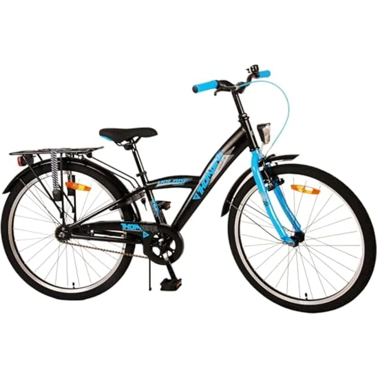 Volare Kinderfahrrad Thombike 24 Zoll für Jungen in Schwarz Blau, mit Handbremse und Rücktrittbremse