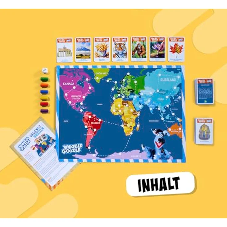 Noris 606102072 - Woozle Goozle Um die Welt woozeln (Spiel ab 6 Jahre) - spannende Quiz-Weltreise für Kinder, 2-6 Spieler, ca. 30 Min. Spiel-Dauer - Offiziell lizenziert & hergestellt in Deutschland – Bild 4