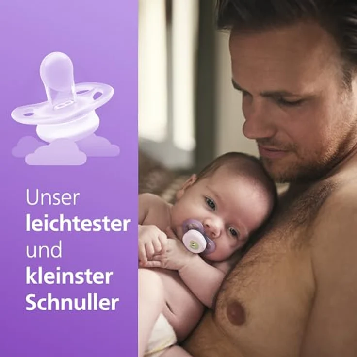 Philips AVENT Ultra Start Schnuller, kiefergerecht, BPA-frei, für Neugeborene, Doppelpack lila/orange, mit Sterilisationsbehälter, Modell SCF075/03 – Bild 2