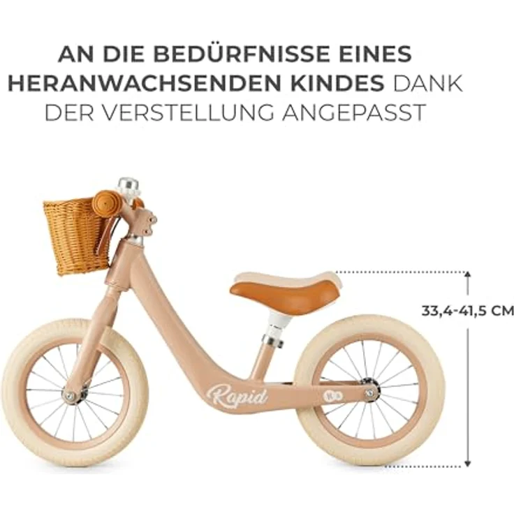 Kinderkraft RAPID2 Laufrad aus Metall, verstellbarer Sitz 33,4-41,3 cm, Retro-Stil für Kinder von 2 Jahren bis 35 kg, mit praktischem Korb, 30 cm Räder – Bild 5