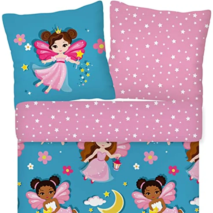 ESPiCO Bettwäsche Trendy Bedding Fee Zauberei Magie Zauberstab Engel Krone Sternchen Magic Renforcé, 135x200 cm, rosa – Bild 2