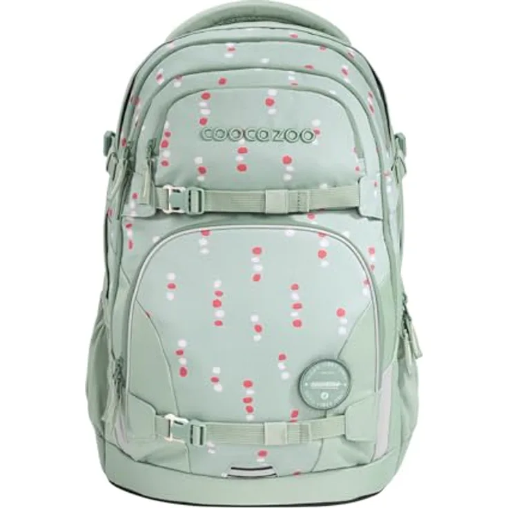 Coocazoo Schulrucksack Porter „Dancing Dots”, Mint, ergonomischer & anpassbarer Tornister, höhen- & größenverstellbar, mit Brustgurt & Hüftgurt, ab der 3. Klasse