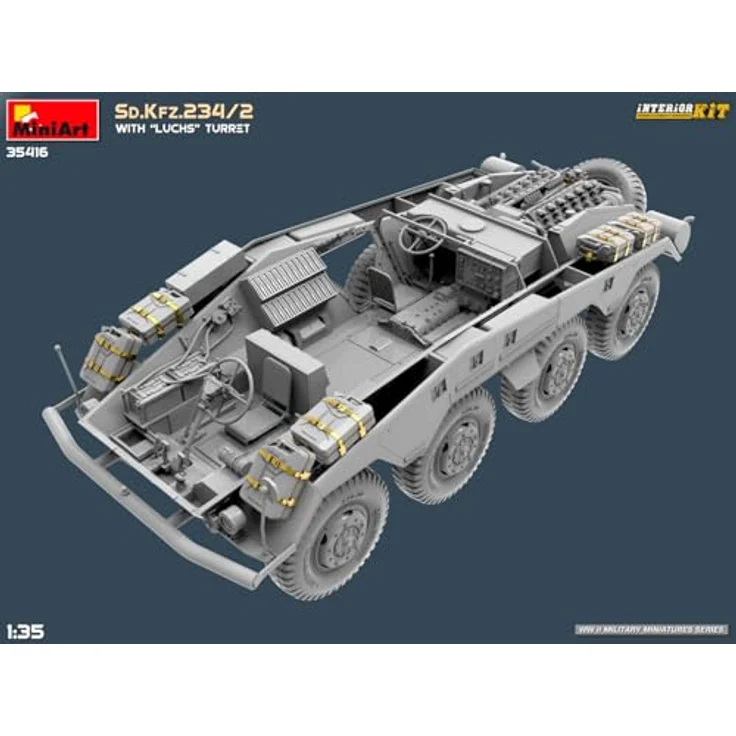 Other 1:35 Sd.Kfz.234/2 mit Luchs Turm, Modellfahrzeug mit detailliertem Interieur und Photoätzteilen, zwei Varianten darstellbar – Bild 16