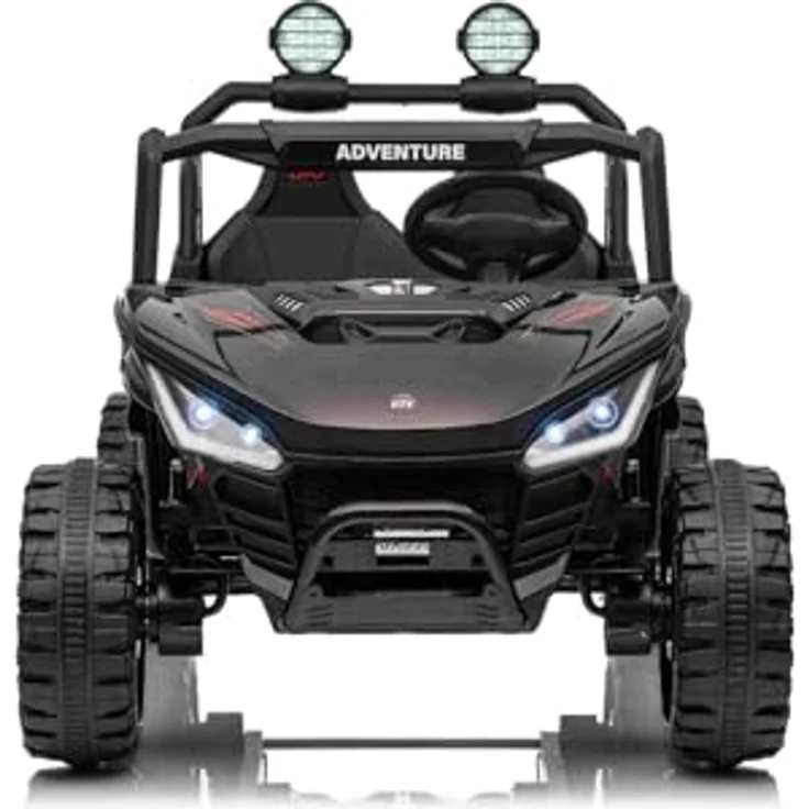 Beneo Motors T-Rex Ride, 24V 2-Sitzer Kinder Elektroauto 4x4 mit Fernbedienung, Lithium Akku 21,6V/5Ah, LED-Leuchten, MP3/USB/AUX, für 3–8 Jahre, schwarz – Bild 2
