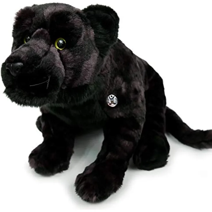 Kuscheltiere.biz Panther Kuscheltier Leopard schwarz Schlenkertier 62 cm Plüsch * THABO - Kuschlig weich, top Größe, waschbar bei 30°C