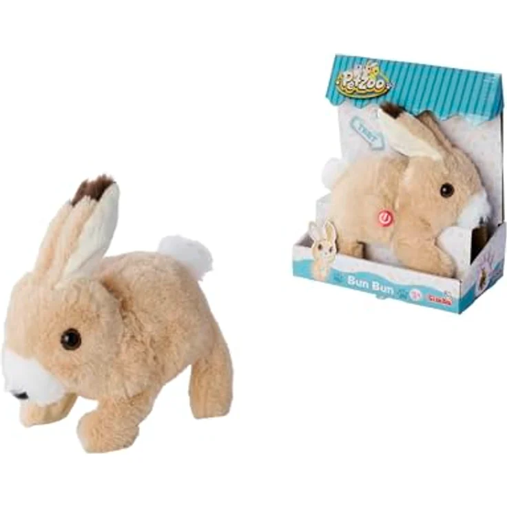 Simba PetZoo BunBun, Plüsch Stofftier mit Sound und beweglichem Schwanz, 19 cm – Bild 6