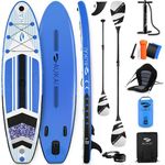 Aukai SUP-Board PRO 320cm, 2in1 Aufblasbares Stand up Paddle Set mit Kajak-Sitz, 5 Jahre Garantie, AquaBag, blau