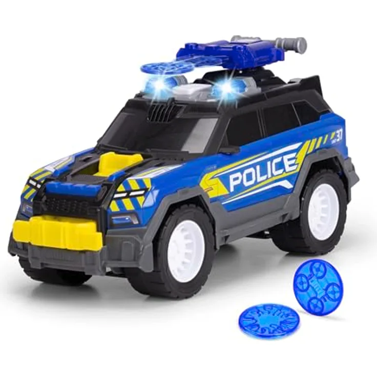 Dickie Toys Police SUV, Spielzeug-Polizei mit Licht und Sound, 30 cm, inkl. Zubehör und Schussfunktion