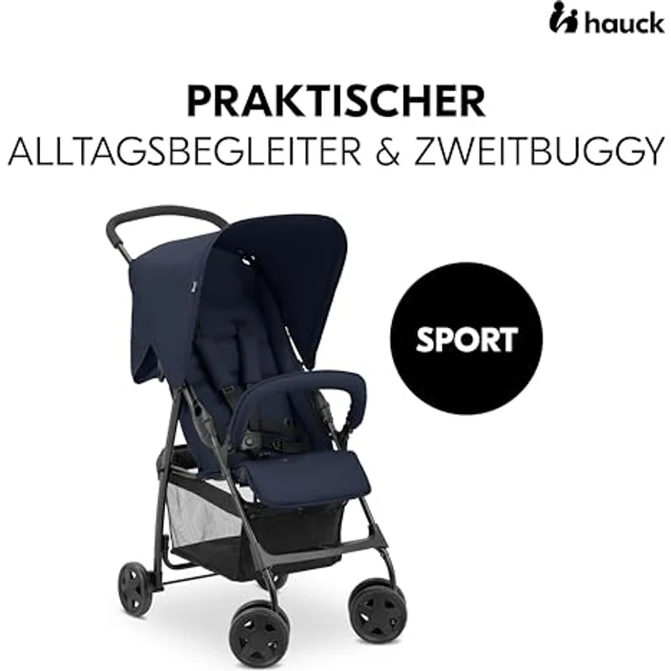 hauck Buggy Sport, Ultra Leicht - nur 5,9 kg, Klein Zusammenklappbar, Reisebuggy mit Liegefunktion, Extra Großer Korb bis 3 kg (Dark Blue) – Bild 3