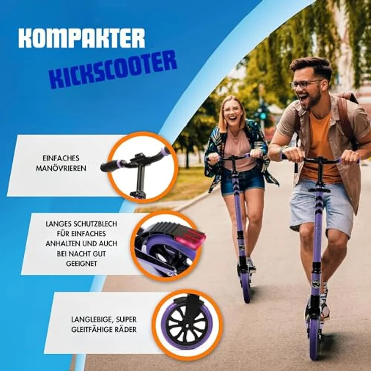 SereneLife Cityroller, klappbar & höhenverstellbar, Unisex-Tretroller für Kinder & Erwachsene, Big Wheel Scooter bis 120 kg belastbar, 8-9 Zoll Räder – Bild 6
