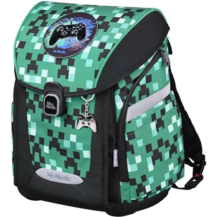 McNeill Schulranzen Set PRIMO 9tlg. (GAME ZONE) mit ergonomischem ClickFlex-Rückensystem, 19 L, grün, inkl. gefülltem Etui, Sportbeutel und Trinkflasche – Bild 3