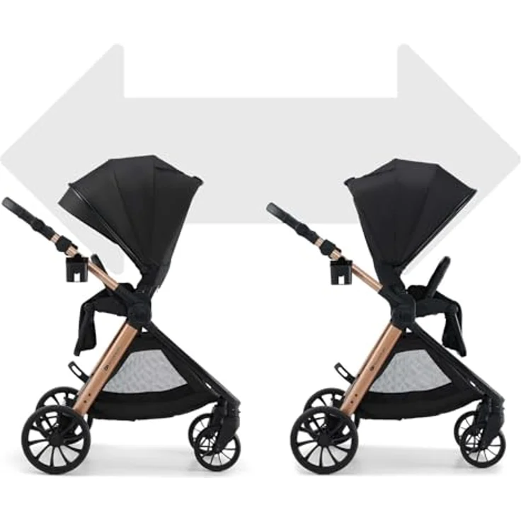 Kinderkraft VESTO 2, 3-in-1 Kombikinderwagen mit Babywanne, MINK PRO 2 Autositz, wendbarem Sportsitz, Travel System, Schwarz – Bild 8