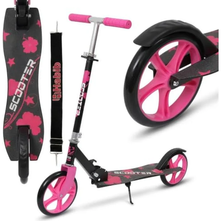 Europebazar Habib Kickroller mit 205mm XXL Rädern, klappbar, bis 100 kg, blau – Bild 1