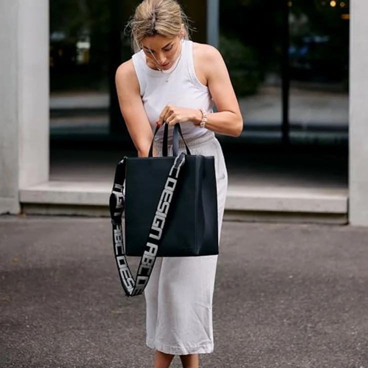 ABC Design Tote Bag Daily, Design-Tragetasche aus veganem Leder mit drei Staufächern, schwarz – Bild 7