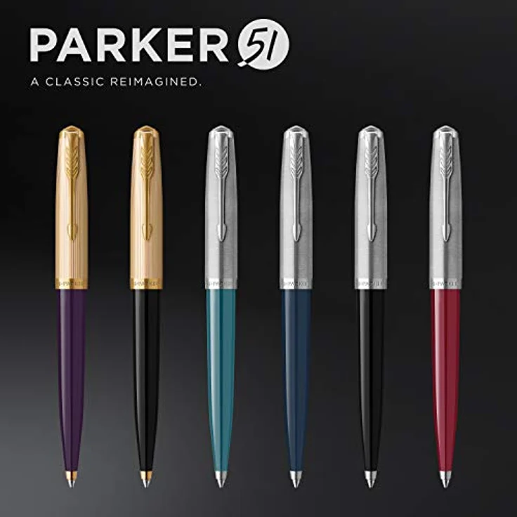 Parker 51 C.C. M, Kugelschreiber aus Edelstahl in Schwarz, handmontiert mit ikonischer Feder – Bild 7