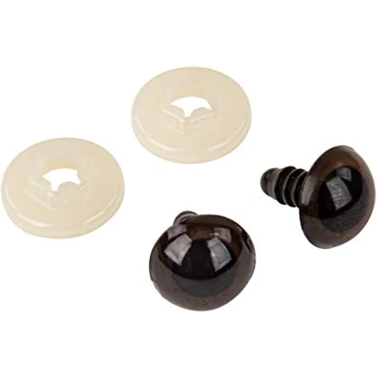 Rayher 8911105 Kunststoff Sicherheitsaugen zum Stecken, 12 mm ø, Btl. 10 Stück, dunkelbraun, für Amigurumis, Teddybären, Puppen