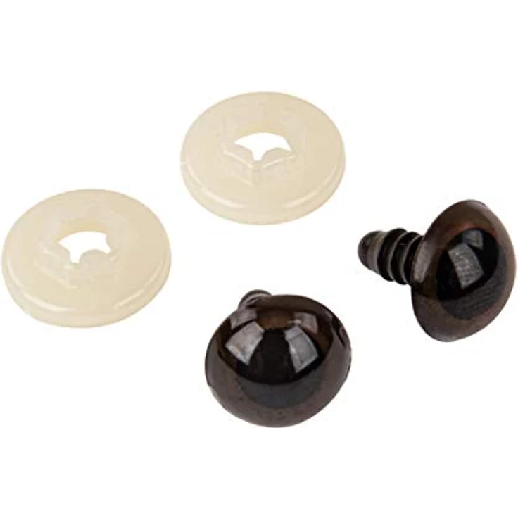 Rayher 8911105 Kunststoff Sicherheitsaugen zum Stecken, 12 mm ø, Btl. 10 Stück, dunkelbraun, für Amigurumis, Teddybären, Puppen – Bild 1