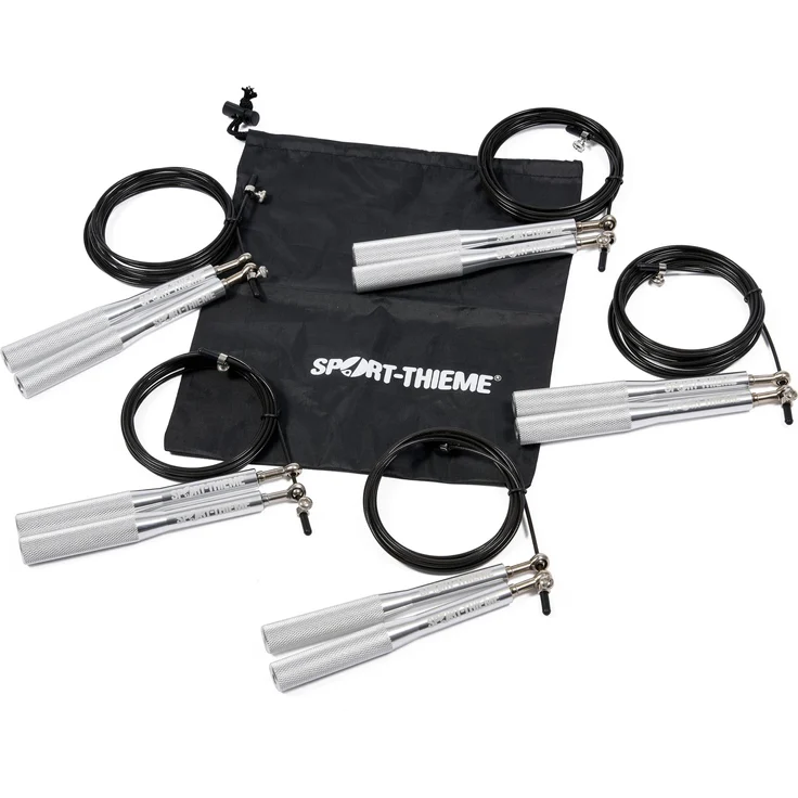 Sport-Thieme Speed Rope, Springseil mit einstellbarer Länge (300 cm), Schwarz-Silber, Aluminiumgriffe, geeignet für Fitness und Ausdauersport