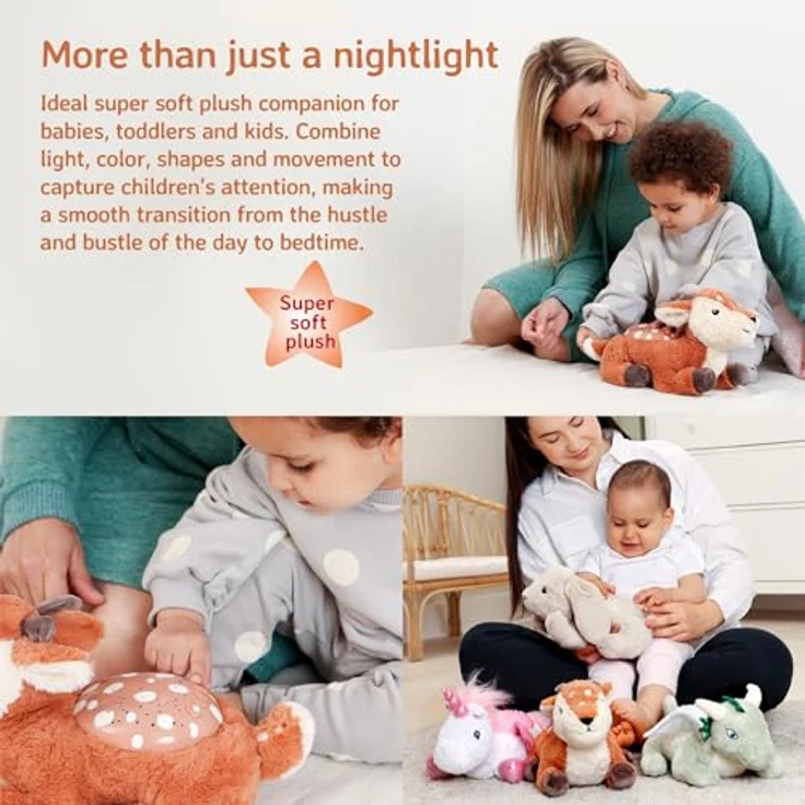 Cloud B Twilight Buddies Fawn, Beruhigungs-Nachtlicht und Sternenprojektor mit sanfter Helligkeit, 3 Farben, 3 Sternbilder, Auto-Shutoff – Bild 3