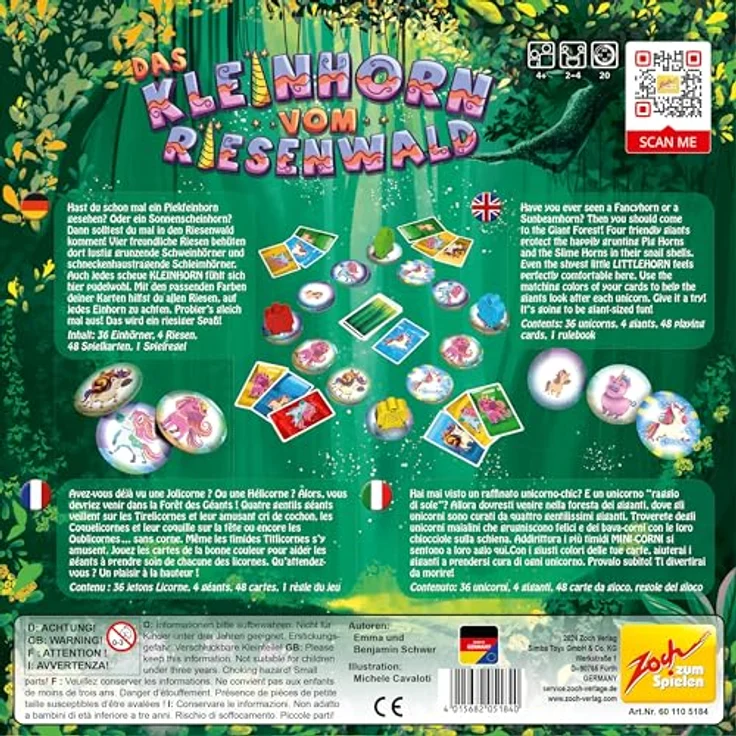 Zoch Das Kleinhorn vom Riesenwald - Fantastisches Einhorn-Spiel für Kinder, 2-4 Spieler, 20 Min. Dauer, bunt & liebevoll illustriert – Bild 2