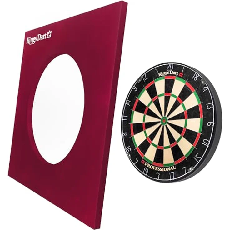 Kings Dart Dart-Set, Dartboard Komplettset mit Sisal-Borsten und Spider-Feldbegrenzung, für Soft- und Steeldarts, inkl. Dart-Surround zum Wand- und Dart-Schutz – Bild 2
