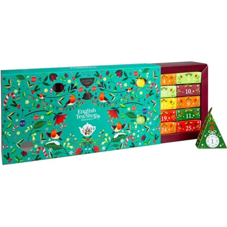 English Tea Shop ETS - BIO Tee Adventskalender "Christmas Vibes only", 24 erntefrische Tees in edlem Design, 25 Pyramidenbeutel