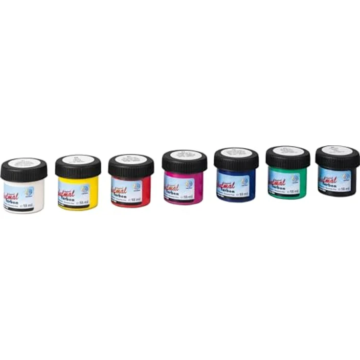 Lukas 108007 Original Schulmalfarben, 7 Farben (18ml) - Brillante Farbtöne für Papier, Leinwand, Holz und mehr, geruchsarm und wasserverdünnbar, Made in Germany – Bild 3