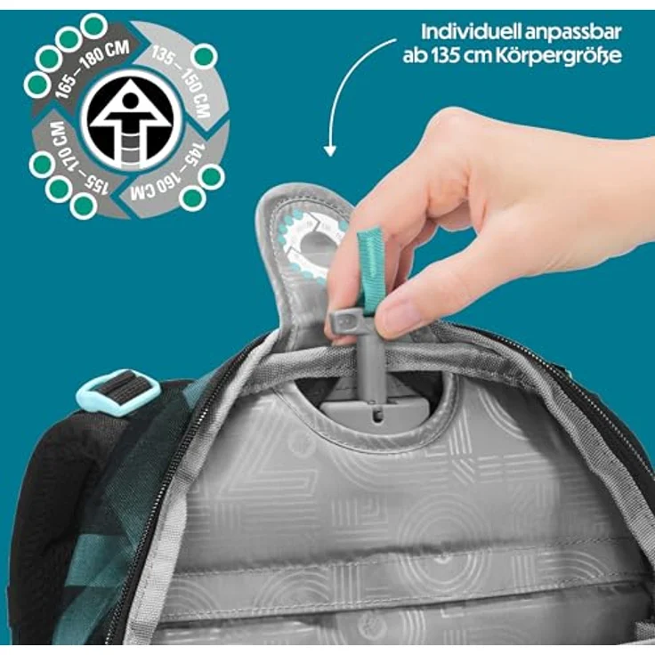 coocazoo Schulranzen PORTER, ergonomisch und größenverstellbar, 35 Liter, vielfach unterteilte Fächer, nachhaltige Herstellung – Bild 5