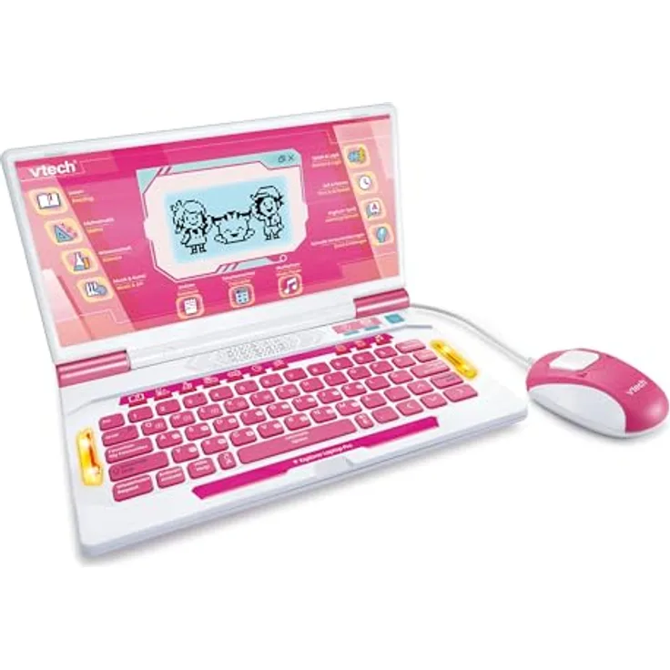 VTech Explorer Laptop Pro pink, Lernspiel-Laptop mit 164 Spielen, QWERTZ-Tastatur und bilingualem Modus