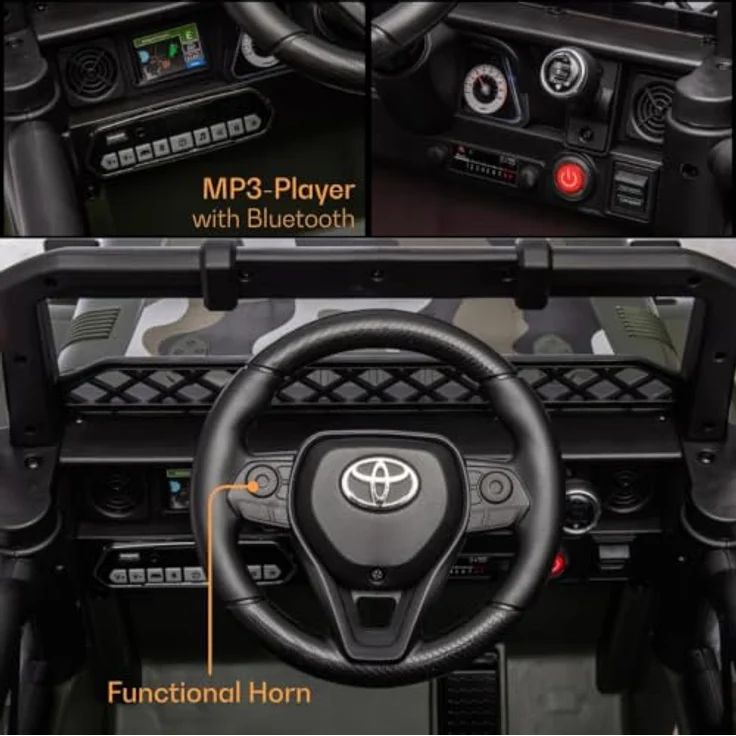 Vrooomy Elektrofahrzeug Toyota FJ Cruiser, 12V mit Fernbedienung, für 1 bis 6 Jahre, grün, 3 km/h-6 km/h, mit MP3-Player und Sicherheitsgurt – Bild 7