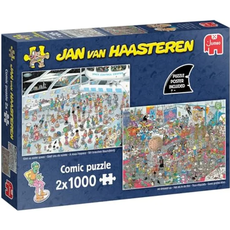 Jan van Haasteren Gib Uns den Raum & Wie im Film, 2x1000 Teile Puzzle für Erwachsene, umweltfreundlich, 68 x 49 cm