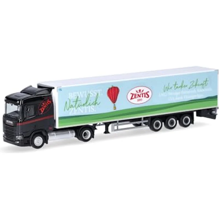 Herpa LKW Modell Scania CR20 ND LNG Kühlkoffer-Sattelzug Zentis, Miniatur im Maßstab 1:87, Sammlerstück aus hochwertigem Kunststoff, Made in Germany – Bild 1