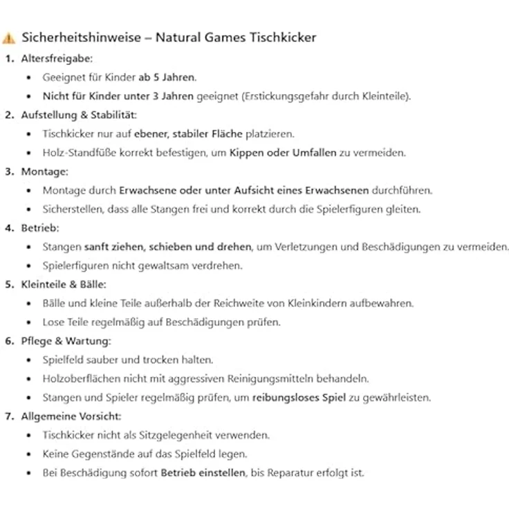 Natural Games Tischkicker 50x32x9,5 cm, 12 Spieler, 2 Bälle, Torzähler, Holz, für Kinder ab 5 Jahren – Bild 2