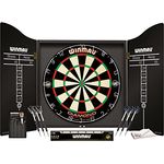WINMAU Professionelles Dart Set, Diamond Plus Dartscheibe mit Hochwertigem Schrank und Oche Line
