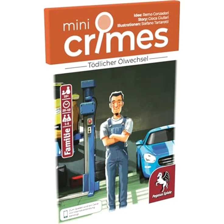 Pegasus Spiele MiniCrimes - Tödlicher Ölwechsel, Familienspiel und Kartenspiel, perfekt als Geschenk – Bild 1