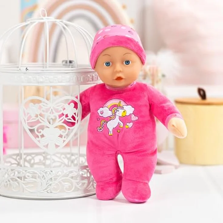 Bayer Babypuppe My First Baby, 30 cm, pink mit Weichkörper und Einhornmotiv – Bild 3
