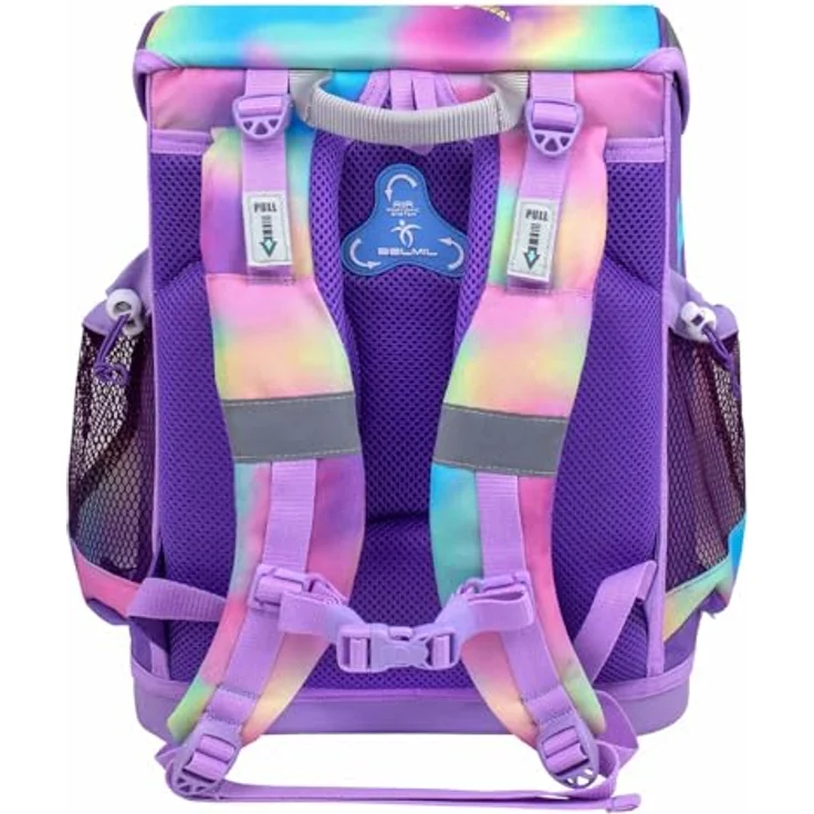 Belmil Mini-Fit Schulranzen Set 4-teilig (405-33/AG/S) (Rainbow Color 2) - Leichtgewichtiger Schulranzen mit Brustgurt – Bild 5