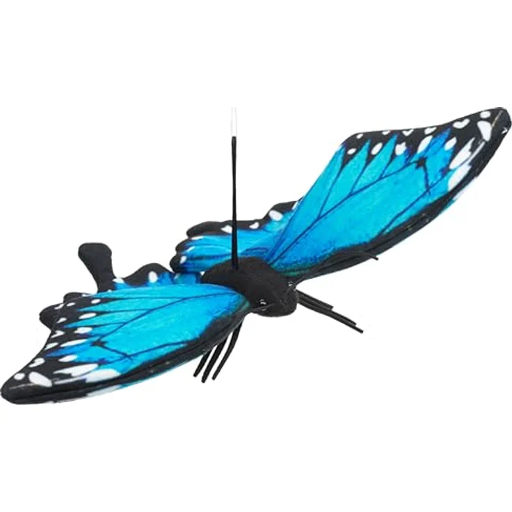 Uni-Toys Schmetterling blau, Plüsch-Insekt mit Schlaufe, 26 cm Breite, aus 100% recyceltem Füllmaterial, hochwertig verarbeitet – Bild 3