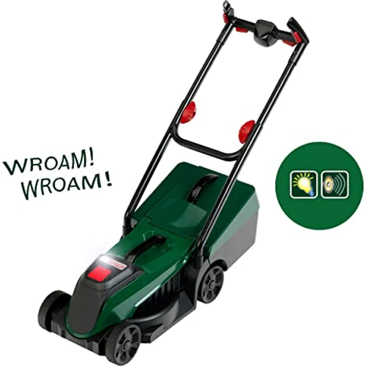 Klein Kinder-Rasenmäher Bosch mini Rotak II, mit Sounds und Licht, entnehmbarer Grasfangbehälter, Rot – Bild 4