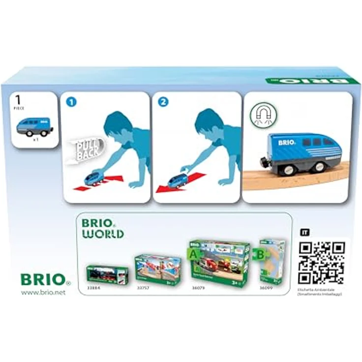 BRIO® Spielzeug-Eisenbahn BRIO® WORLD, Lok mit Rückziehmotor - batteriefrei und magnetische Verbindung – Bild 4