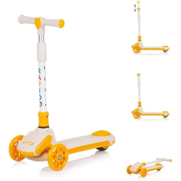 Chipolino Kinderroller Rapido Anti-Rutsch-Griffe, Hinterradbremse, klappbar, LED, gelb – Bild 1
