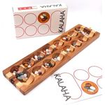 ROMBOL Kalaha - hochwertiges Steinchenspiel für 2 Personen inkl. Spielsteinen, Modell:2, Holzspiel, Familienspiel, Kinderspiel, Strategiespiel