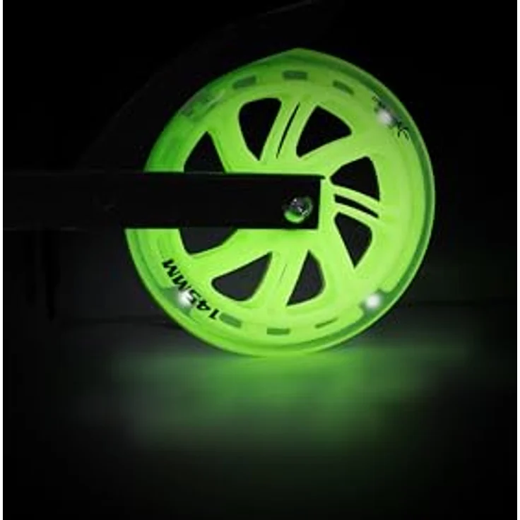 Muuwmi Lights Aluminium Scooter GLOW 215 mm, mit Leuchtrollen, ABEC 7-Kugellagern und klappbarem Lenker, maximal 100 kg belastbar – Bild 2