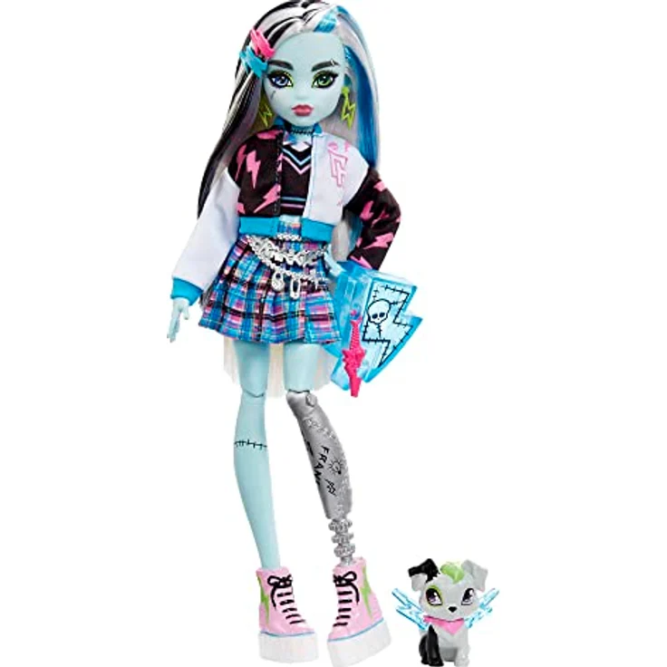 MONSTER HIGH Frankie Puppe - Elektrisierende Mode, Voltageous College-Jacke, gruseliges Zubehör, flexibler Körper, für Kinder ab 6 Jahren, HHK53 – Bild 1