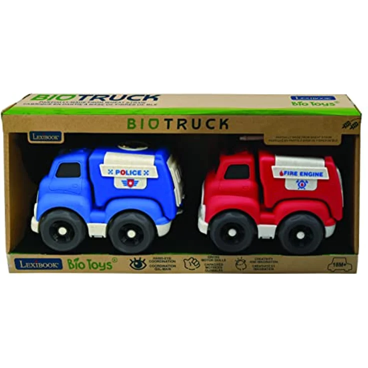 Lexibook Kleinwagen-Set BIOC05, Polizei und Feuerwehr aus biologisch abbaubarem Biokunststoff, fördert Geschicklichkeit und Sinne von Kindern – Bild 2